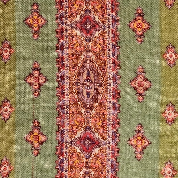 VINTAGE HAND-SCREEN PRINTED 100% WOOL SHAWL - Picture 1 of 8